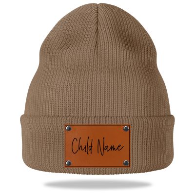 Customize Baby Beanie,Personalized Toddler Kids Beanies Winter Hat Custom Name Beanies Gifts for Adults Khaki Beanie
