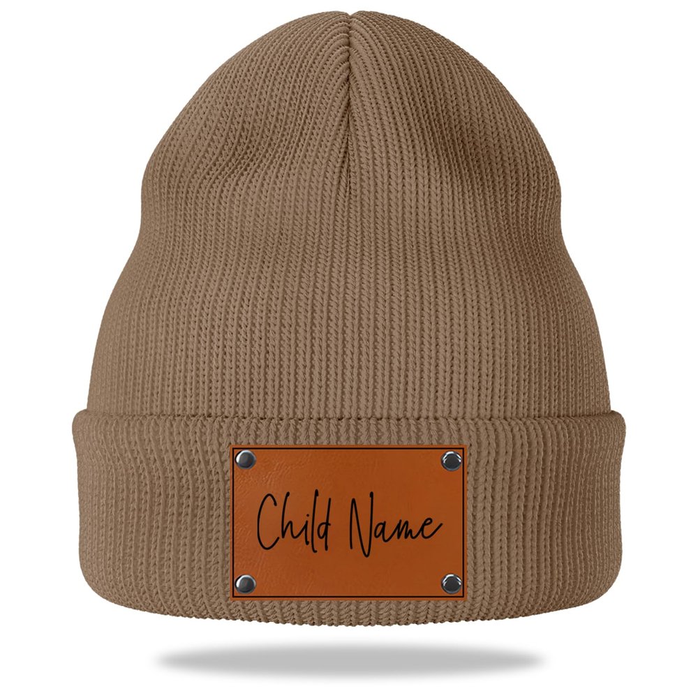 Customize Baby Beanie,Personalized Toddler Kids Beanies Winter Hat Custom Name Beanies Gifts for Adults Khaki Beanie