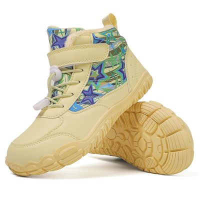 Kids Barefoot Shoes Fur Lined Zero Drop Sole,Unisex-Child Wide Toe Box Hiking Boots,Boys Girls Anti-Slip Waterproof Minimalist High Top Snow Boots (Toddler/Little Kids/Big Kids)