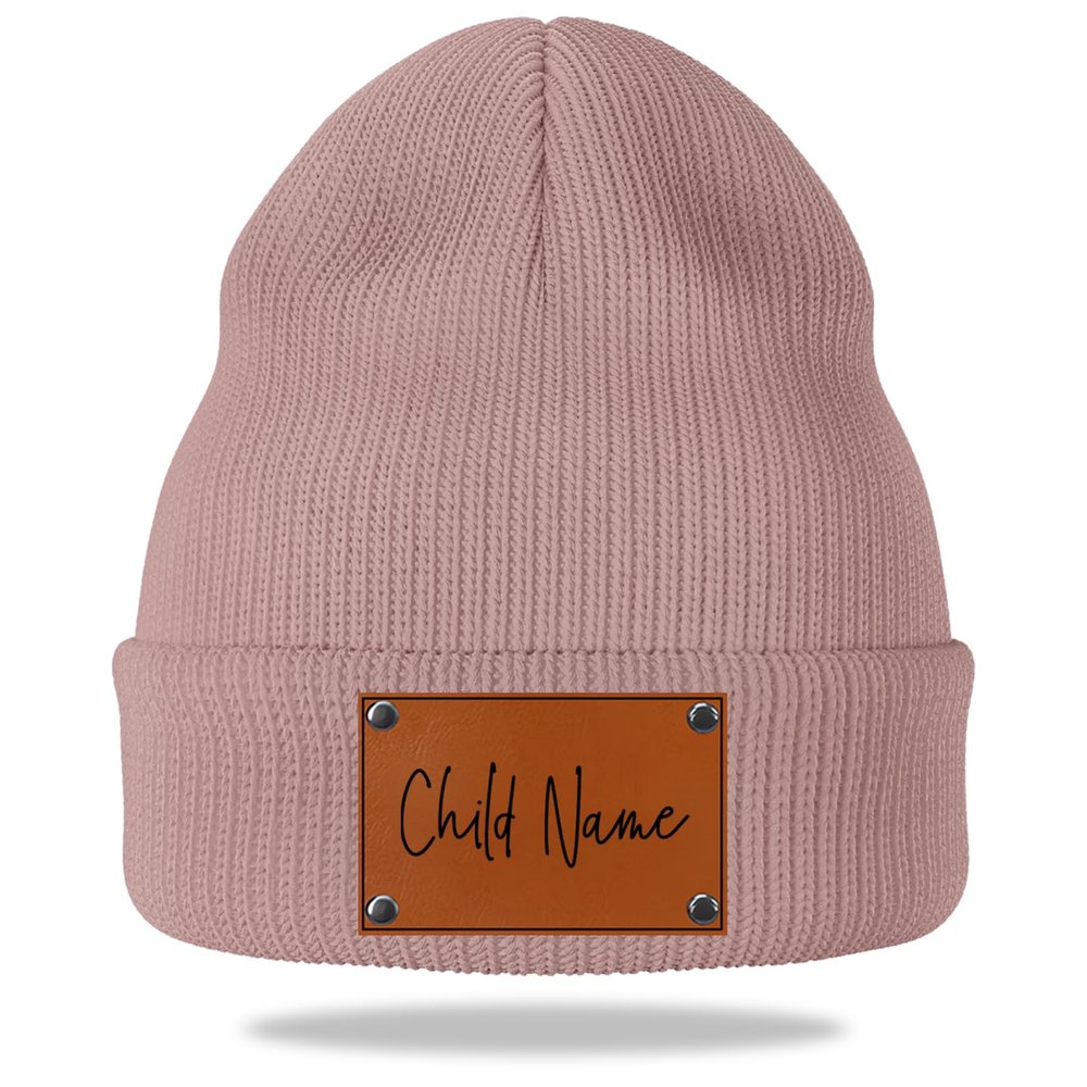 Custom Baby Beanie with Name,Personalized Toddler Kids Beanies Winter Hat Custom Name Beanies Gifts for Adults Pink Beanie
