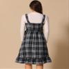 Allegra K Plaid Dress for Women Ruffled Sleeveless Vintage Tie Waist A-Line Pinafore Overall Dresses Large Black White view 2