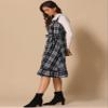 Allegra K Plaid Dress for Women Ruffled Sleeveless Vintage Tie Waist A-Line Pinafore Overall Dresses Large Black White view 3