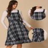 Allegra K Plaid Dress for Women Ruffled Sleeveless Vintage Tie Waist A-Line Pinafore Overall Dresses Large Black White view 4