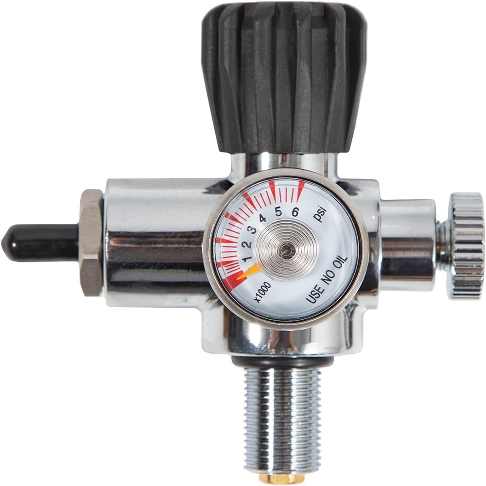 GREOENEL Amor Air Valve Gauge Regulator Fill Station 4500PSI High Pressure PCP Paintball Fill Station Stainless Steel Valve HPA CO2 Tank DIN Charging System Black M18*1.5