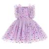 IMEKIS 1st 2nd Birthday Girl Outfit: Baby Cake Smash Toddler Graduation Dress Kids Princess Easter Dress Tea Party Wedding Guest Formal Pageant Tulle Tutu Photoshoot Purple Confetti 18-24 Months view 1