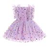 IMEKIS 1st 2nd Birthday Girl Outfit: Baby Cake Smash Toddler Graduation Dress Kids Princess Easter Dress Tea Party Wedding Guest Formal Pageant Tulle Tutu Photoshoot Purple Confetti 18-24 Months view 3