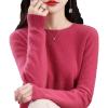 ALMOSDO Cashmere Sweaters for Women, 100% Cashmere Crew Neck Long Sleeve Soft Pullover Sweater Women's Cashmere Sweaters (US, Alpha, XX-Large, Regular, Regular, Raspberry red) view 1