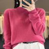 ALMOSDO Cashmere Sweaters for Women, 100% Cashmere Crew Neck Long Sleeve Soft Pullover Sweater Women's Cashmere Sweaters (US, Alpha, XX-Large, Regular, Regular, Raspberry red) view 2