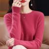 ALMOSDO Cashmere Sweaters for Women, 100% Cashmere Crew Neck Long Sleeve Soft Pullover Sweater Women's Cashmere Sweaters (US, Alpha, XX-Large, Regular, Regular, Raspberry red) view 3