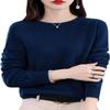 ALMOSDO Cashmere Sweaters for Women, 100% Cashmere Crew Neck Long Sleeve Soft Pullover Sweater Women's Cashmere Sweaters (US, Alpha, X-Large, Regular, Regular, Dark Blue) view 1