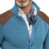 Mens Button Down Cardigan Sweaters Shawl Collar Warm Winter Chunky Cardigans Slim Fit Knitted Sweater with Pockets (Blue,S) view 2