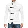 QOAAIE Men's Turtleneck Cardigan Sweaters Slim Fit Button Down Cable Knitted Sweater Long Sleeve Zipper Sweater Jacket (White,S) view 1