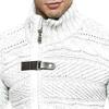 QOAAIE Men's Turtleneck Cardigan Sweaters Slim Fit Button Down Cable Knitted Sweater Long Sleeve Zipper Sweater Jacket (White,S) view 2