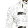 QOAAIE Men's Turtleneck Cardigan Sweaters Slim Fit Button Down Cable Knitted Sweater Long Sleeve Zipper Sweater Jacket (White,S) view 3