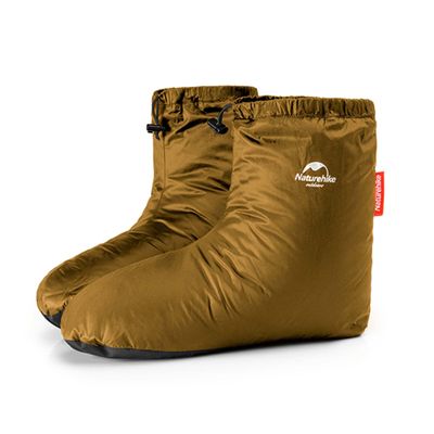 Naturehike Ultralight Duck Down Booties for Adults, Waterproof Winter Warm Foot Warmers for Sleeping, Sleep Booties for Women & Man for Home, Outdoor, Camping, Hiking, Compressible Storage (Brown, M)