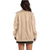 Winter Oversized Leather Jacket Women 2024 Fall Casual Solid Zip up Long Sleeve Clothes (apricot,Large) view 2