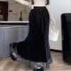 chouyatou Women's Elegant Velvet Mermaid Maxi Skirt High Waist Lace Hem A-Line Swing Long Skirt (Large, Black) view 2