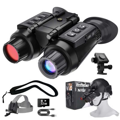 SKIOVEMI Head-Mounted Night Vision Goggles for Adults, 4K 3D Visual Digital Infrared Night Vision Binocular with 8X Digital Zoom, Include 32GB SD Card to Can Save Photos/Videos