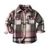 Boys Girls Plaid Flannel Shirts Jacket With Pockets Toddler Long Sleeve Button Down Shacket (Hot Pink, 18-24 Months)
