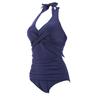 Women's One Piece Crossover Swimsuit, High Waisted Tummy Control, Ruched Halter Push Up (US, Alpha, Medium, Regular, Regular, Royal Blue) view 2