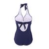 Women's One Piece Crossover Swimsuit, High Waisted Tummy Control, Ruched Halter Push Up (US, Alpha, Medium, Regular, Regular, Royal Blue) view 4