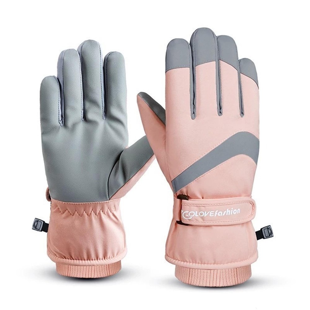 RSPGMKIX Down Men's Winter Ski Warm Gloves For Girls Outdoor Riding Touch Screen Plus Velvet Wind-resistant, Water-resistant, Anti-slip Thickened Gloves(B,Large)