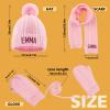 Personalized Baby Beanie Mittens Scarf Set,Costume Toddler Kids Winter Embroider Hat and Thermal Gloves Neck Warmer Set for Girls Boys-Pink view 2