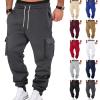 Gray Sweatpants Mens Cargo Sweatpants Fleece Lined Joggers with Zipper Pockets Drawstring Waist Open Bottom Sweatpant Workout Pants Men Cargo Pants Joggers Men Tall Mens Sweatpant view 1