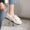 CPMBFDC Women's Plush House Slippers Warm Faux Fur Comfortable Indoor Outdoor Slip-On Loafers Ballet Flats Women's Fuzzy Loafers (White,5) view 2