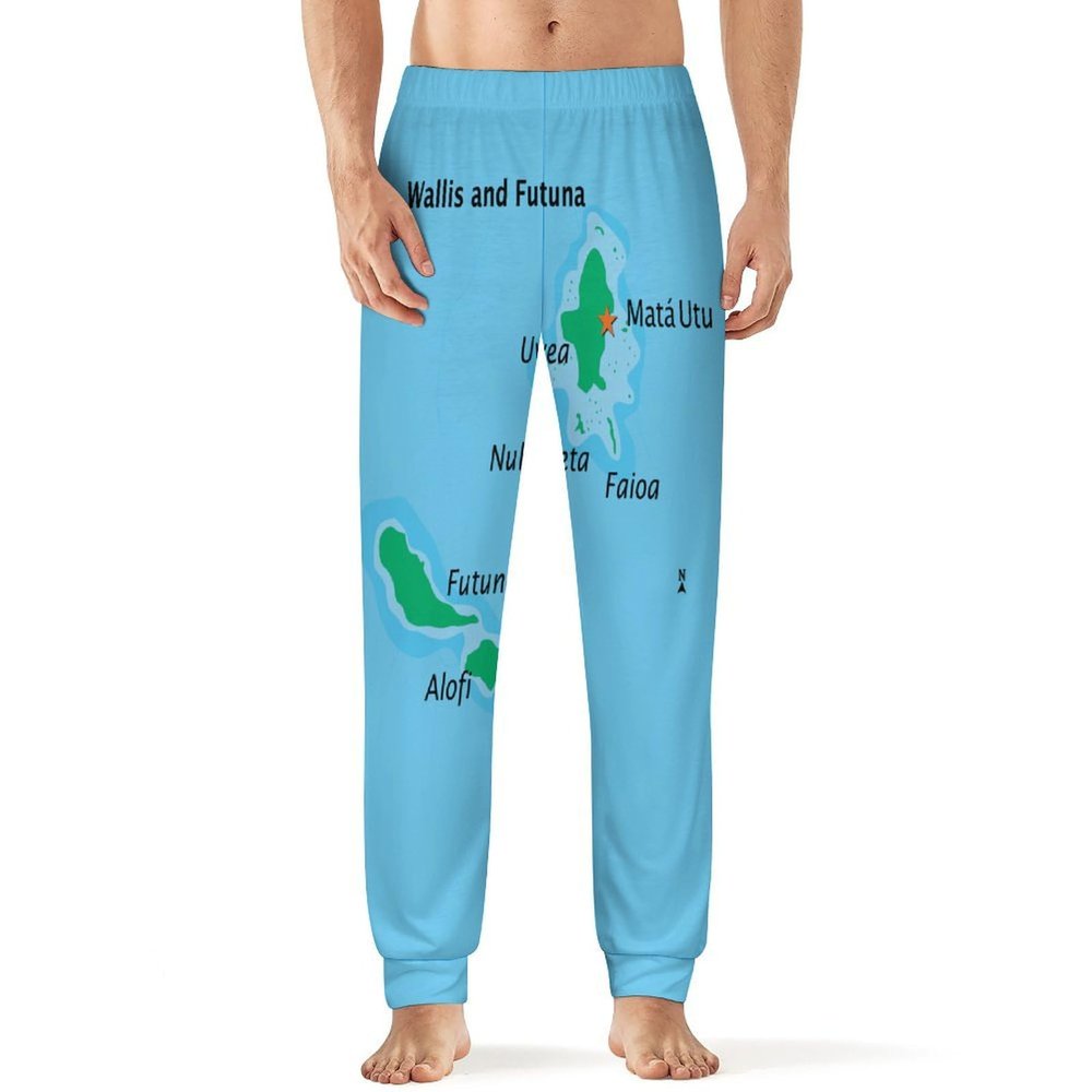 Maps of Wallis And Futuna Mens Pajama Pants, Soft And Warm Pajama Sleep Sets