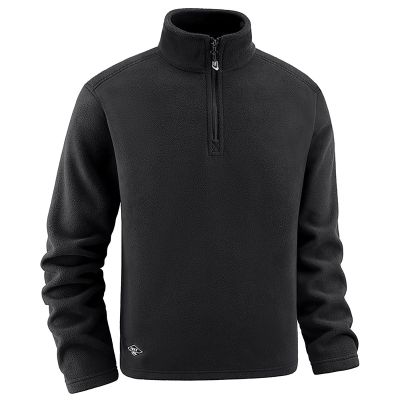 2024 Men Pullover Top Quarter Zip Long Sleeve Casual Sweater Polar Fleece Top Thermal Lightweight Sportwear A-black