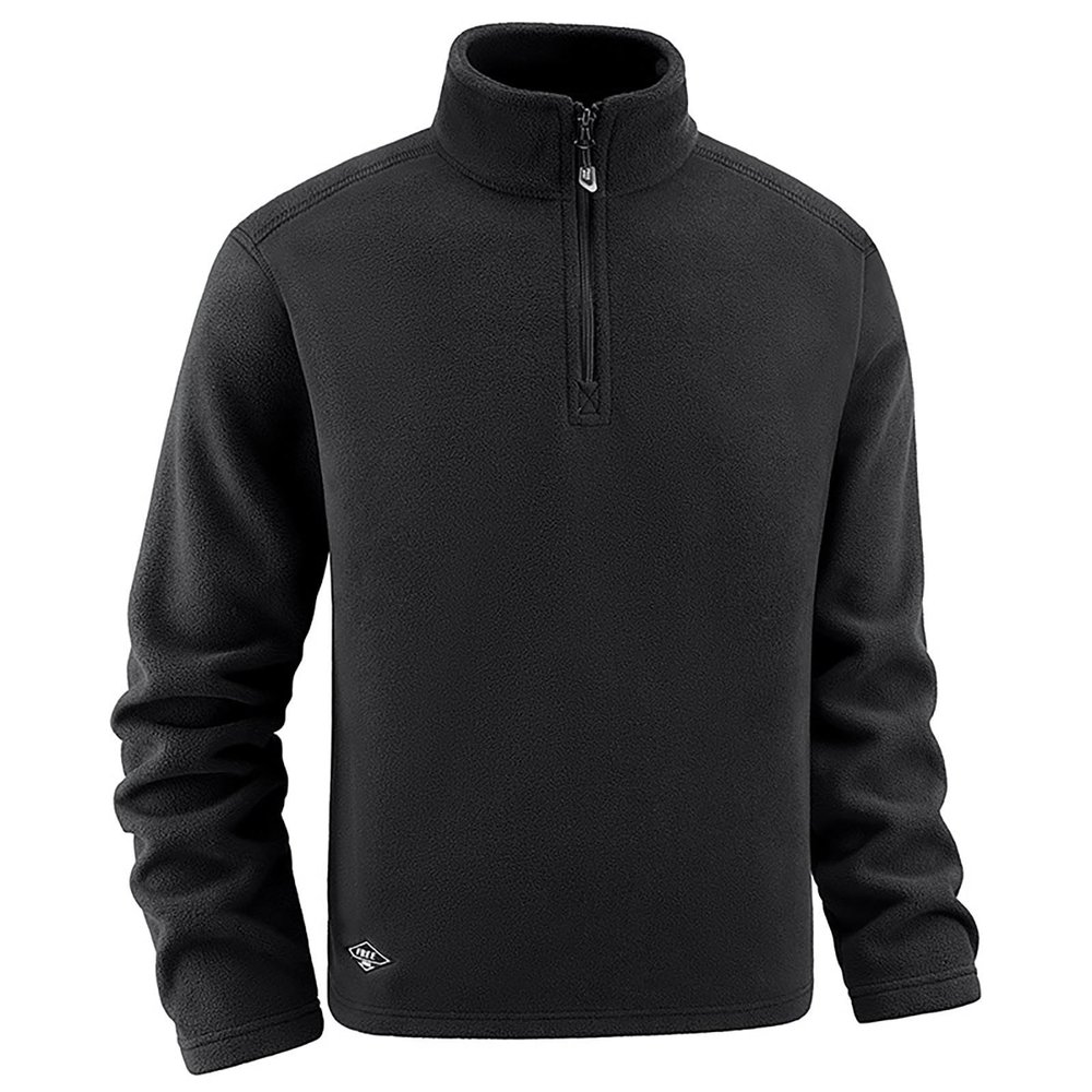 2024 Men Pullover Top Quarter Zip Long Sleeve Casual Sweater Polar Fleece Top Thermal Lightweight Sportwear A-black