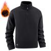 2024 Men Pullover Top Quarter Zip Long Sleeve Casual Sweater Polar Fleece Top Thermal Lightweight Sportwear A-black view 2