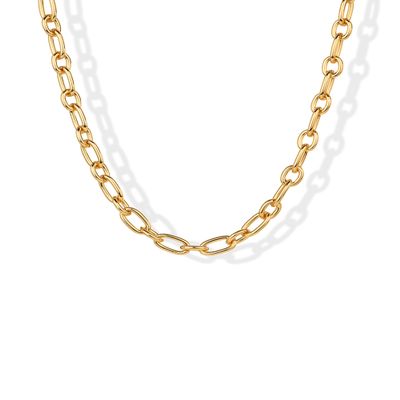 PAVOI 14K Yellow Gold Plated Chunky Oval Chain Link Necklace for Women | Gold Paperclip Necklace