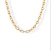 PAVOI 14K Yellow Gold Plated Chunky Oval Chain Link Necklace for Women | Gold Paperclip Necklace view 1