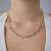 PAVOI 14K Yellow Gold Plated Chunky Oval Chain Link Necklace for Women | Gold Paperclip Necklace view 2