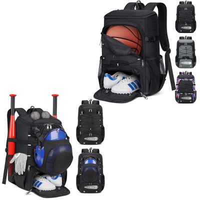 RAINSMORE Basketball Backpack 45L Basketball Bag with Separate Ball Holder & Shoes Compartment Baseball Bag for Youth & Adult Lightweight Softball Bat Bag