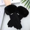 Women Touch Screen Warm Gloves Winter Thick Fleece Lining Windproof Warm Gloves Fur Cuff Cycling Mittens(black) view 2