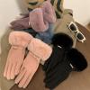 Women Touch Screen Warm Gloves Winter Thick Fleece Lining Windproof Warm Gloves Fur Cuff Cycling Mittens(black) view 3