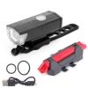BicycleLight Set, USB Rechargeable BicycleLight Set, High Brightness Lighting BicycleLight Set, BicycleBlack Front Light Red Tail Light, Suitable for Night Cycling view 1