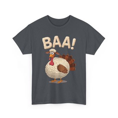 Funny Thanksgiving Turkey Baa T-Shirt for Men Women Cute Sheep Costume Turkey Graphic Tee Short Sleeve Shirt