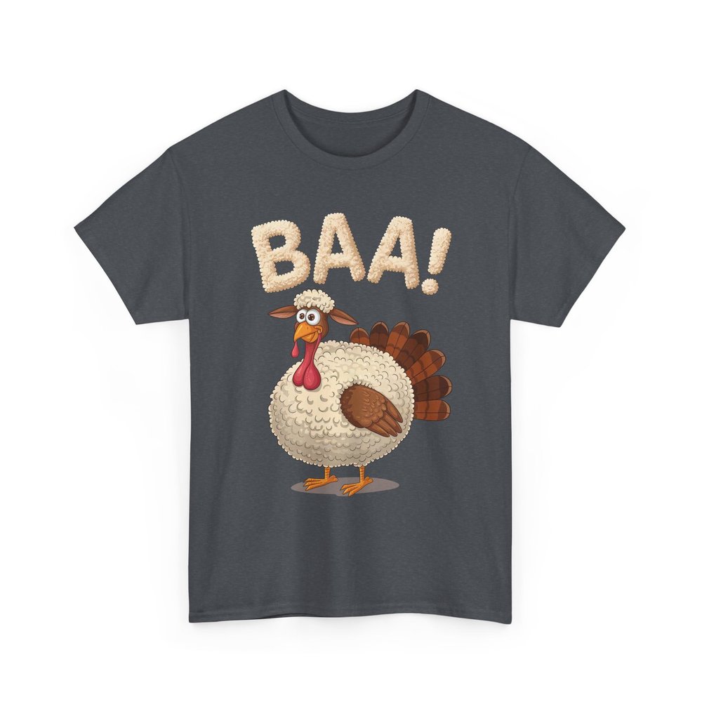 Funny Thanksgiving Turkey Baa T-Shirt for Men Women Cute Sheep Costume Turkey Graphic Tee Short Sleeve Shirt