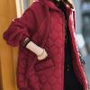 Long Quilted Jacket for Womens Casual Lightweight Thermal Down Jacket Zip Up Long Sleeve Coats with Pocket Plus Size Red view 3