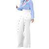 PINSV Women's High Waisted Stretchy Bootcut Pull On Dress Pants Business Casual Work Pants Pure White L view 4
