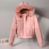Women's Winter Puffer Jacket Faux Fur Hood Quilted Zip Long Sleeve Jacket Lightweight Thermal Down Jacket with Pocket Pink view 4