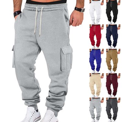 Cargo Jogger Sweatpants for Men Baggy Drawstring Low Rise Running Joggers Pants Stretch Cotton Casual Fleece Lined Cargo Pants Comfy Soft Lightweight Workout Pants Sport Trousers with Multi Pockets