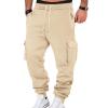 Cargo Jogger Sweatpants for Men Baggy Drawstring Low Rise Running Joggers Pants Stretch Cotton Casual Fleece Lined Cargo Pants Comfy Soft Lightweight Workout Pants Sport Trousers with Multi Pockets view 1