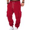 Cargo Jogger Sweatpants for Men Baggy Drawstring Low Rise Running Joggers Pants Stretch Cotton Casual Fleece Lined Cargo Pants Comfy Soft Lightweight Workout Pants Sport Trousers with Multi Pockets view 1