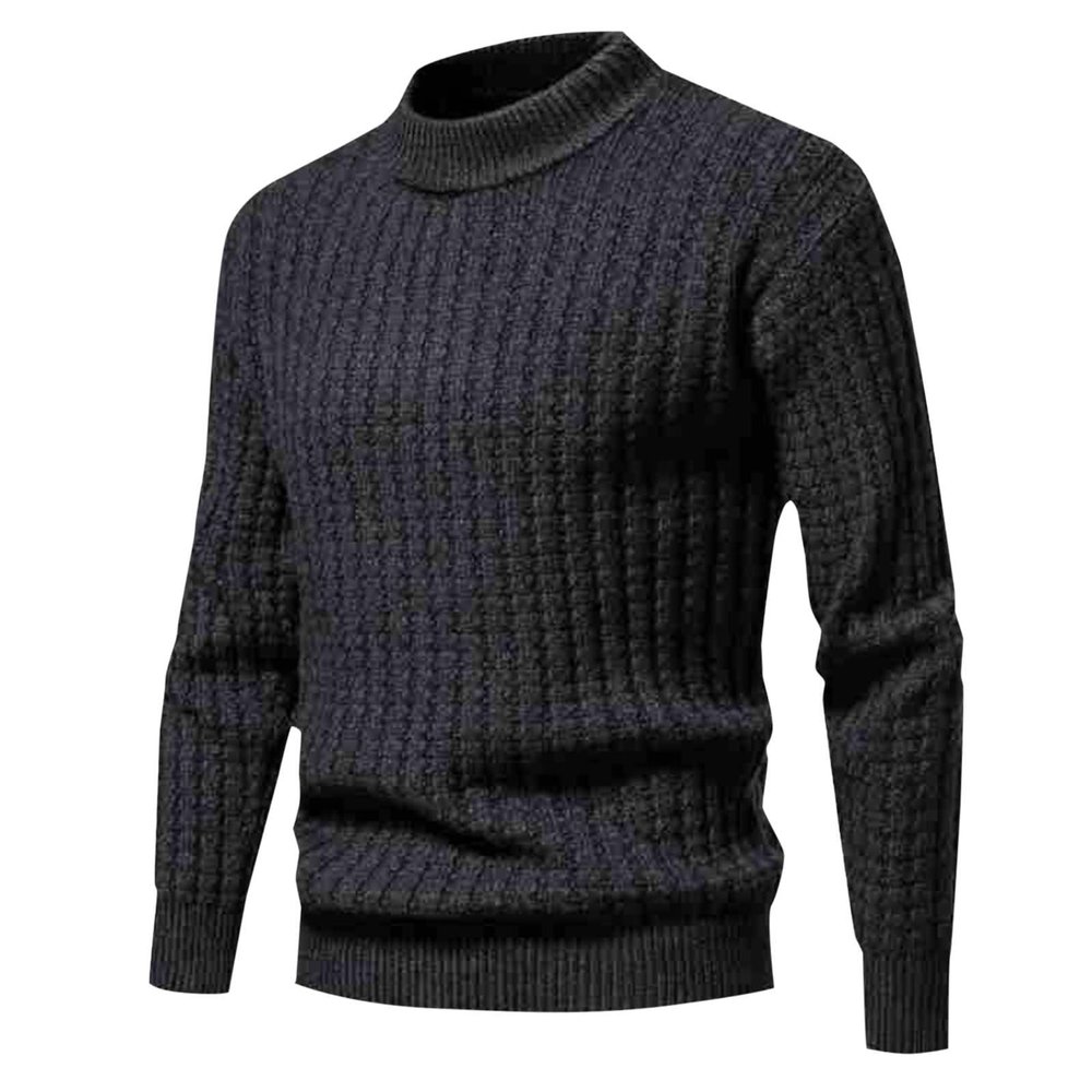 Slim Fit Turtleneck Sweater for Men Knit Thermal Pullover Sweaters Casual Basic Undershirts Ribbed Knitted Pullover Black