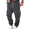 Cargo Jogger Sweatpants for Men Baggy Drawstring Low Rise Running Joggers Pants Stretch Cotton Casual Fleece Lined Cargo Pants Comfy Soft Lightweight Workout Pants Sport Trousers with Multi Pockets view 1